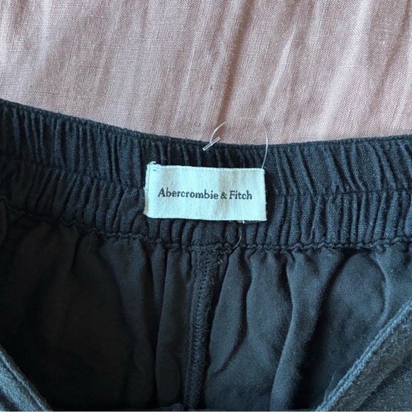 Abercrombie & Fitch Black High Waist Linen Blend Pull On Shorts - Picture 8 of 8